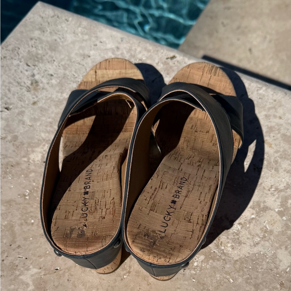Lucky Brand Women's Black Leather Mules - Picture 11 of 14